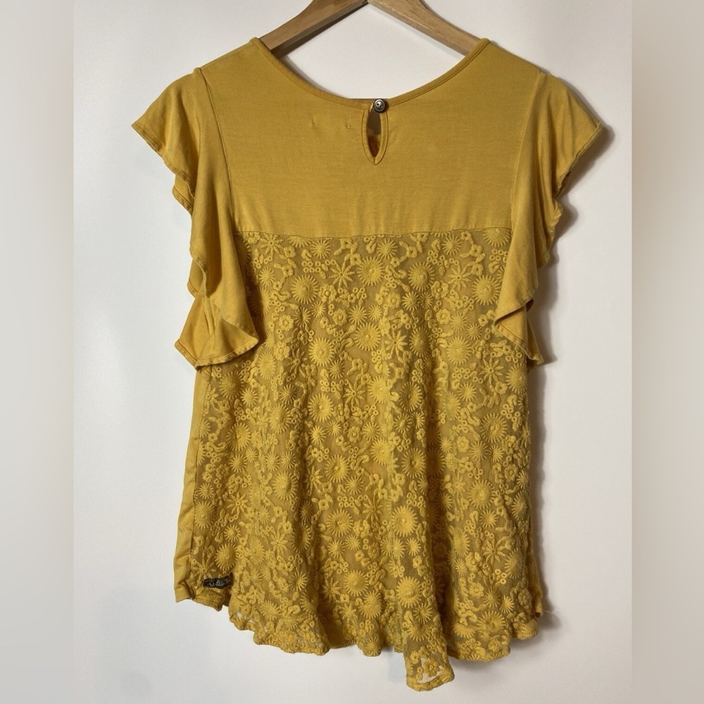 Yellow Ruffle Sleeve Top - Picture 2 of 3